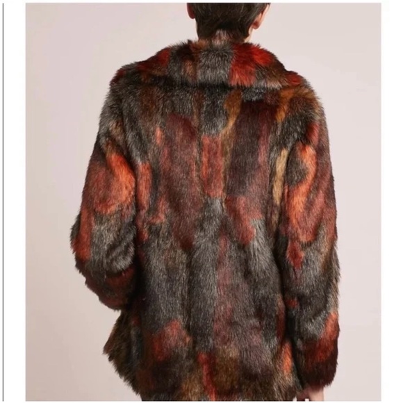 Anthropologie Seen Worn Kept Stevie Faux Fur Boho Multicolor Coat - Picture 4 of 7